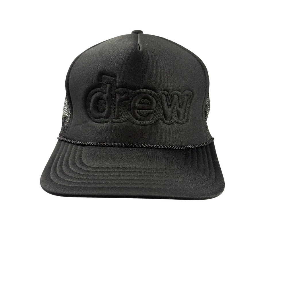 Drew House Secret Trucker Hat Black Tonal Embroidered Logo Snapback Cap